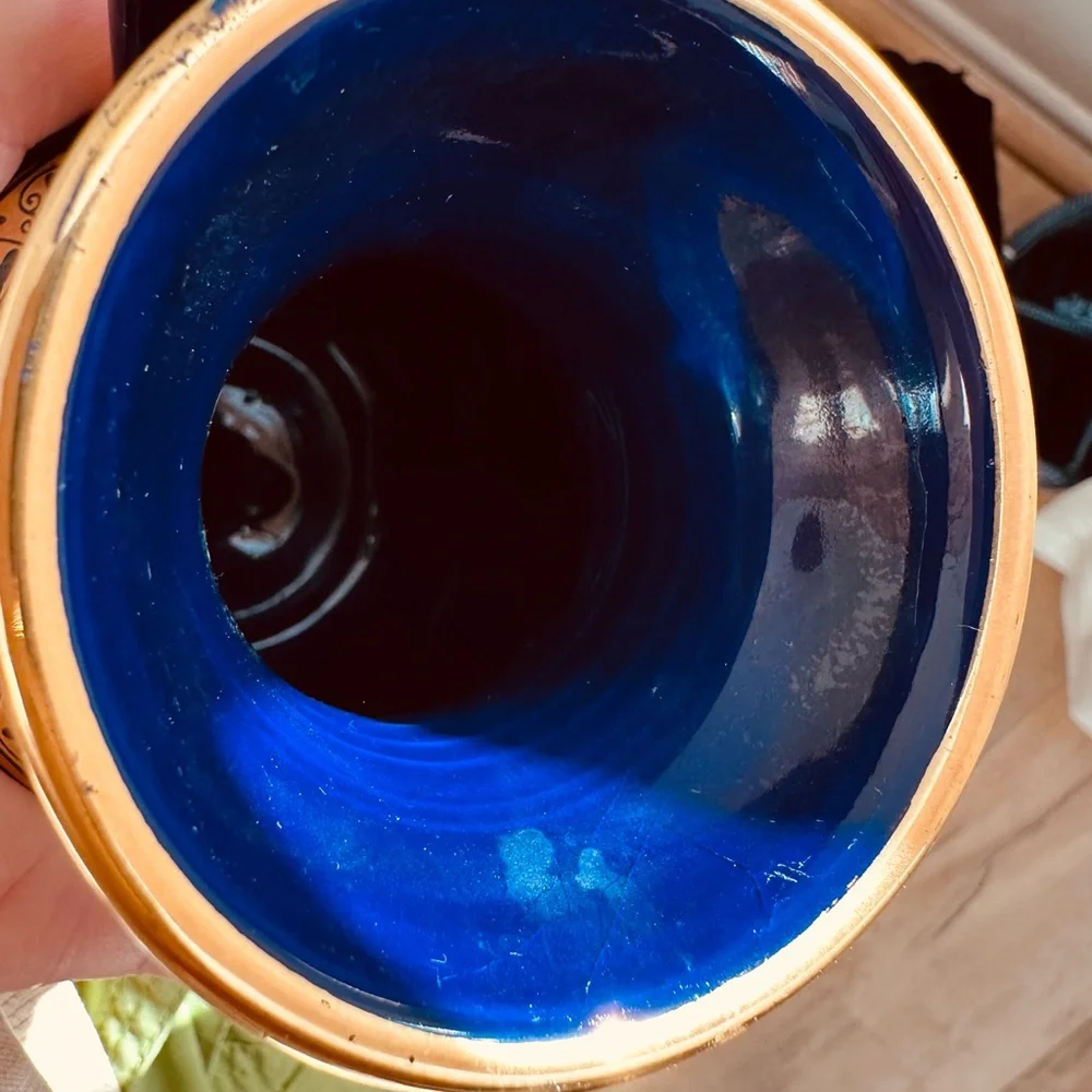 greece 24k gold trim vase Neofitou Keramik 6.8 “tal